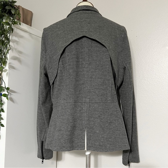 CAbi Gray Rebel Asymmetrical Zip Up Ponte‎ Knit Jacket - Picture 7 of 12